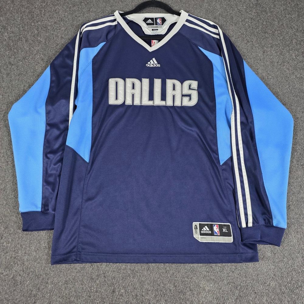 Adidas Dallas Mavericks Long Sleeve Shooting Shirt NBA Navy Blue‎ Clima365 XL